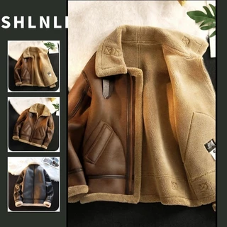 Jaqueta Masculina De Couro Pu Slim Casual Retrô Gola Polo Manga Comprida Versátil Com Zíper Outono E Inverno