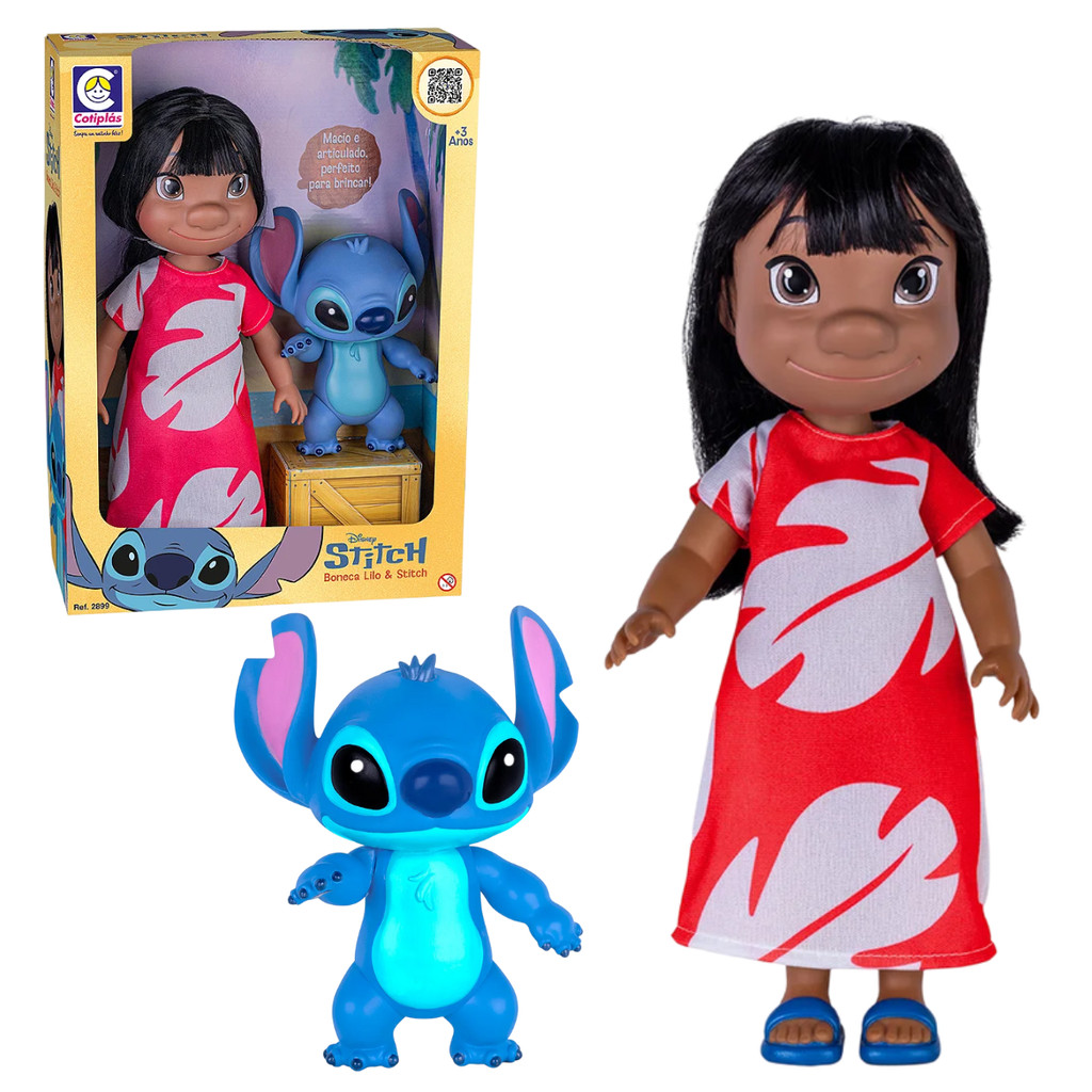 Boneca Lilo 38cm + Stitch 20cm Articulado Filme Disney | Shopee Brasil