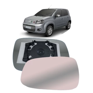Lente Espelho Retrovisor + Base Fiat Uno Vivace 10-17 (Motorista)