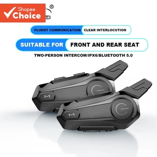 Intercomunicador Bluetooth 5.0 para Motocicleta com Fone de Ouvido, Intercomunicação Frontal e Traseira Incorporada