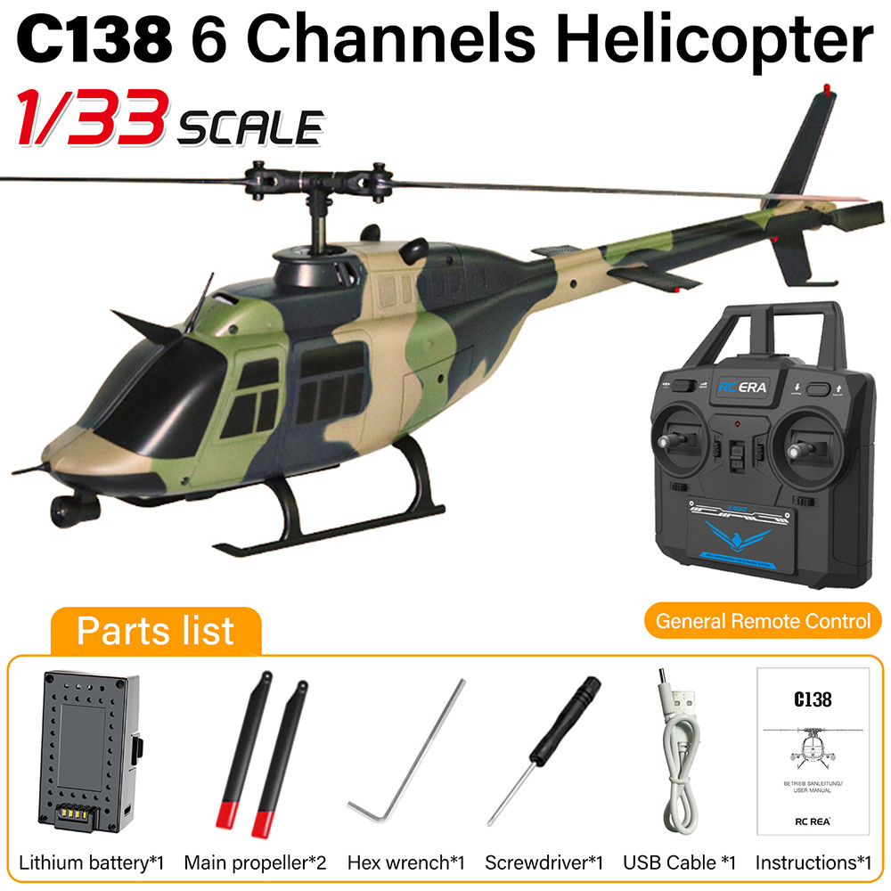 RC ERA Helicóptero 1 : 33 Bell-206 Aeronave C138 6CH Avião De