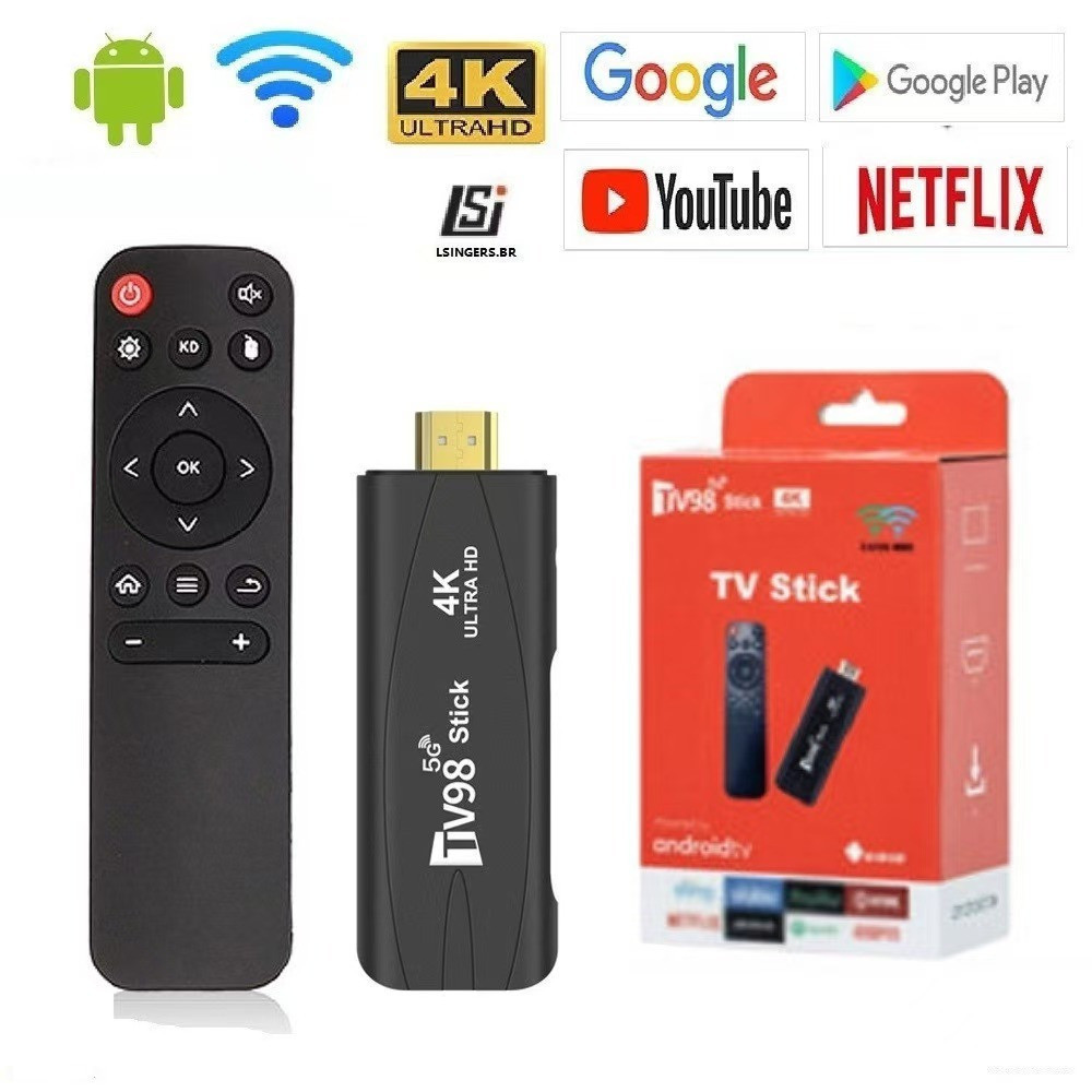 A TV98 ATV Plus Smart TV Box Android 14 Allwinner H313 4G 5G Dual-WLAN 6 4K HD Media Player Set