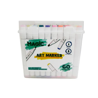 Marcador Artístico Bobbie Goods Ponta Dupla 60 Cores MAGIC KIDS em Oferta na Shopee