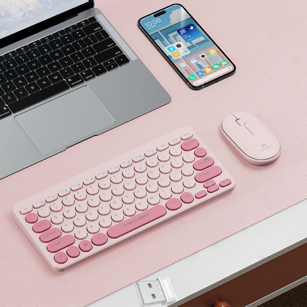 Conjunto de teclado e mouse sem fio 2.4G portátil, combinação de ...