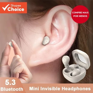 Fones De Ouvido Bluetooth 5.3 Mini Invisíveis TWS Sem Fio HIFI Stereo Noise Reduction Heasets Com Microfones