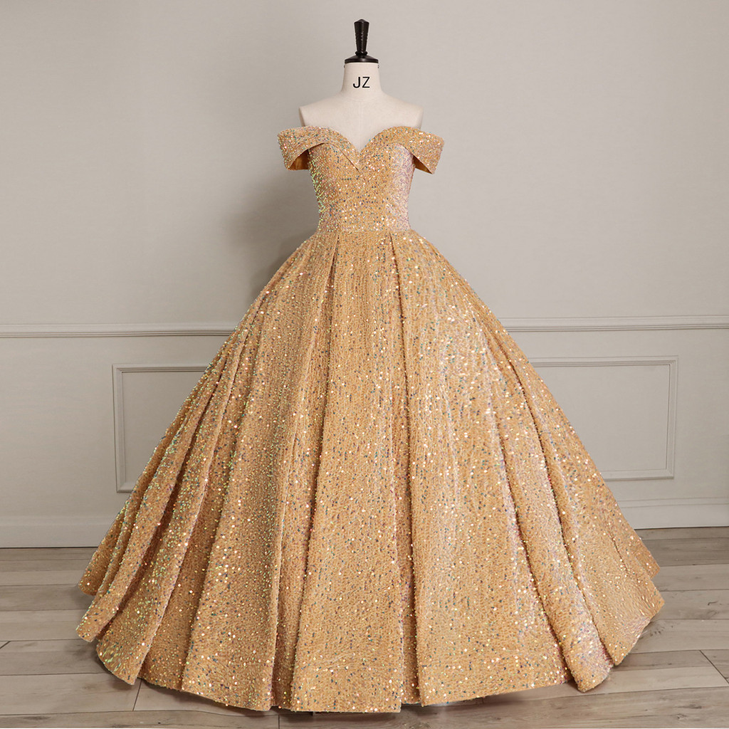 Evening Dresses Vestido De Debutante Dourado Em Vestido De Debutante  Dourado Em Em Promoo Na Shopee