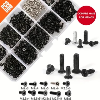 Kit De Sortimento De Parafusos De Computador 500 Unidades Preto M2 M2.5 M3 Para PC Laptop SSD Disco Rígido CPU