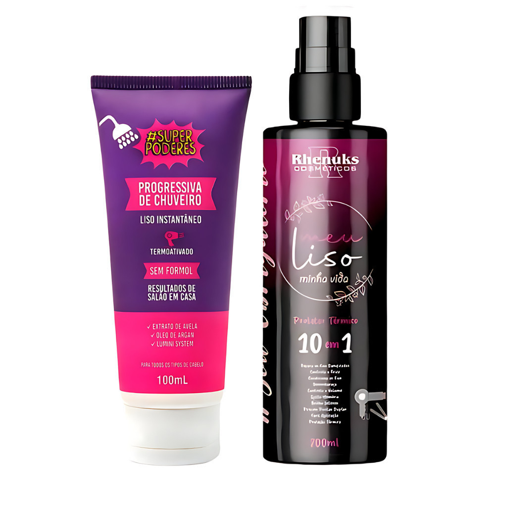 Progressiva de Chuveiro Sem Formol 100ml + Spray Protetor Térmico Meu ...