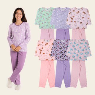 Conjunto de Pijama Estampado Infantil Juvenil Feminino em Oferta na Shopee