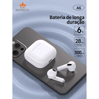 Fone De Ouvido Benedo A6 Graves altos sem borracha Bluetooth 5.3 Inteligente sem fio