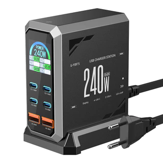 [Tecnologia GaN] Blitzwolf ® BW-S31 240W Carregador USB PD De 6 Portas 4USB-C + 2USB-A QC Display Digital Estação De Car
