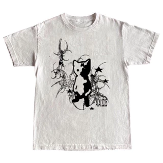 [Camiseta Premium em Algodão Puro]SISI Camiseta Gatinho Cyberpunk Cyber Tribal Gotico Opium Aesthetic Alternat