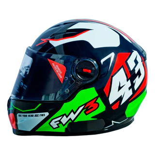 Capacete Moto Integral Fechado GTX 43 Com Óculos Interno Cor Verde com Vermelho Tamanho 60 - Fw3 em Oferta na Shopee