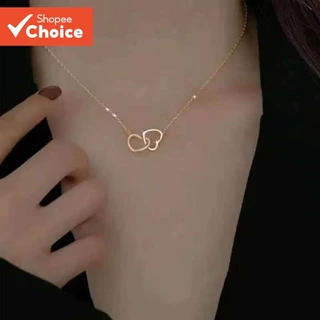 Moda Duplo Coração Colar Feminino Presente Dos Namorados Encantador Pingente Ouro Prata Opções em Oferta na Shopee