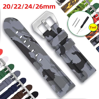 Pulseira De Relógio De Silicone Colorida 20mm 22mm 24mm 26mm Borracha Camuflada Pulseiras De Substituição Universal Masc