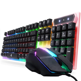 Kit Teclado e Mouse Gamer Conexão USB Teclas RGB Retroiluminadas Anti Ghosting Construção Resistente