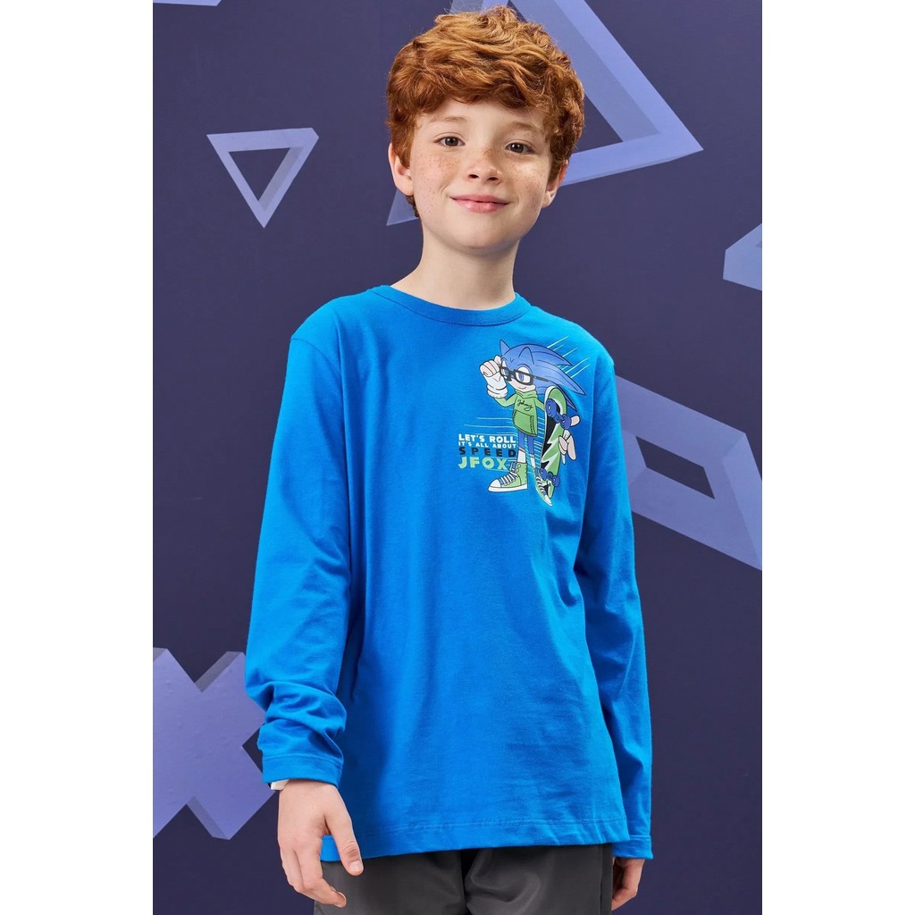 Camiseta Manga Longa Sonic 79259 Johnny Fox Teen Menino | Shopee
