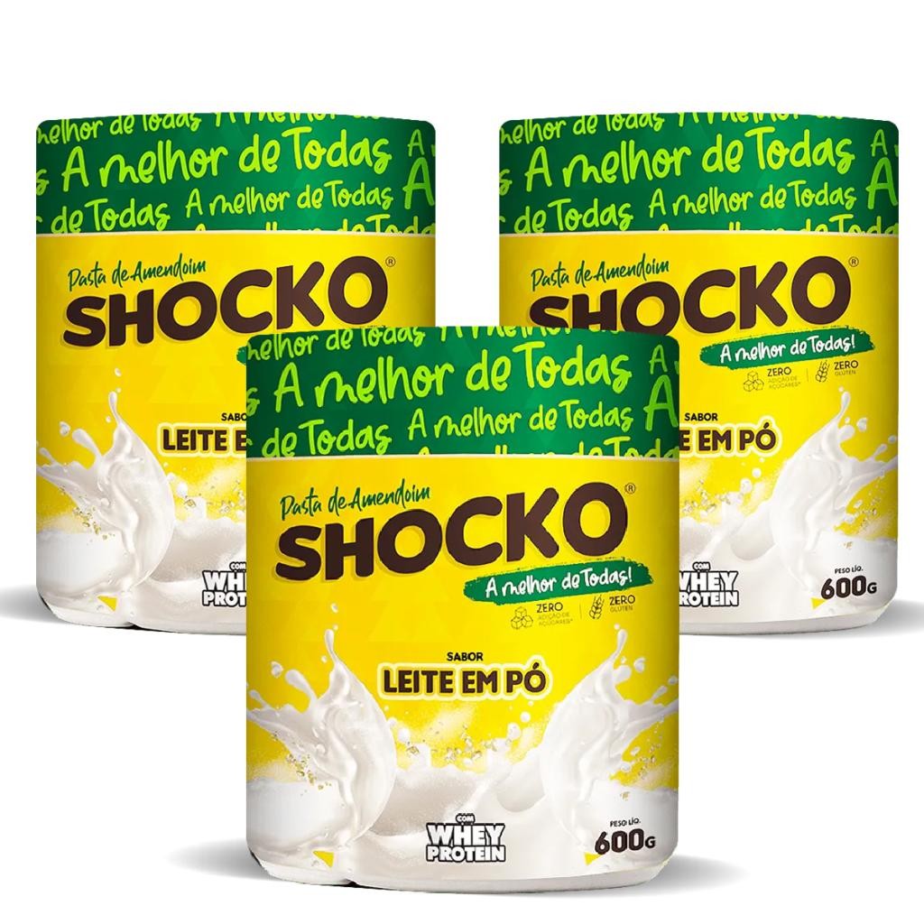 Kit 3 Pasta de Amendoim com Whey Protein Shocko 600g | Shopee Brasil