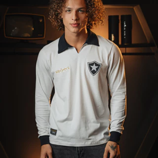 Camisa Botafogo Retrô Nilton Santos 1962 Branca Manga Longa Masculina