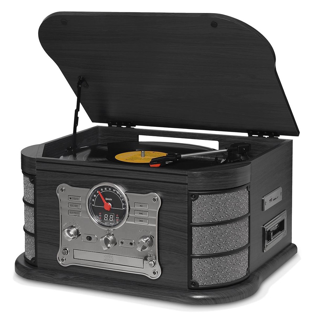 Vitrola Raveo Spazio Ebony Toca discos, Vinil, Rádio FM, CD, USB, SD ...