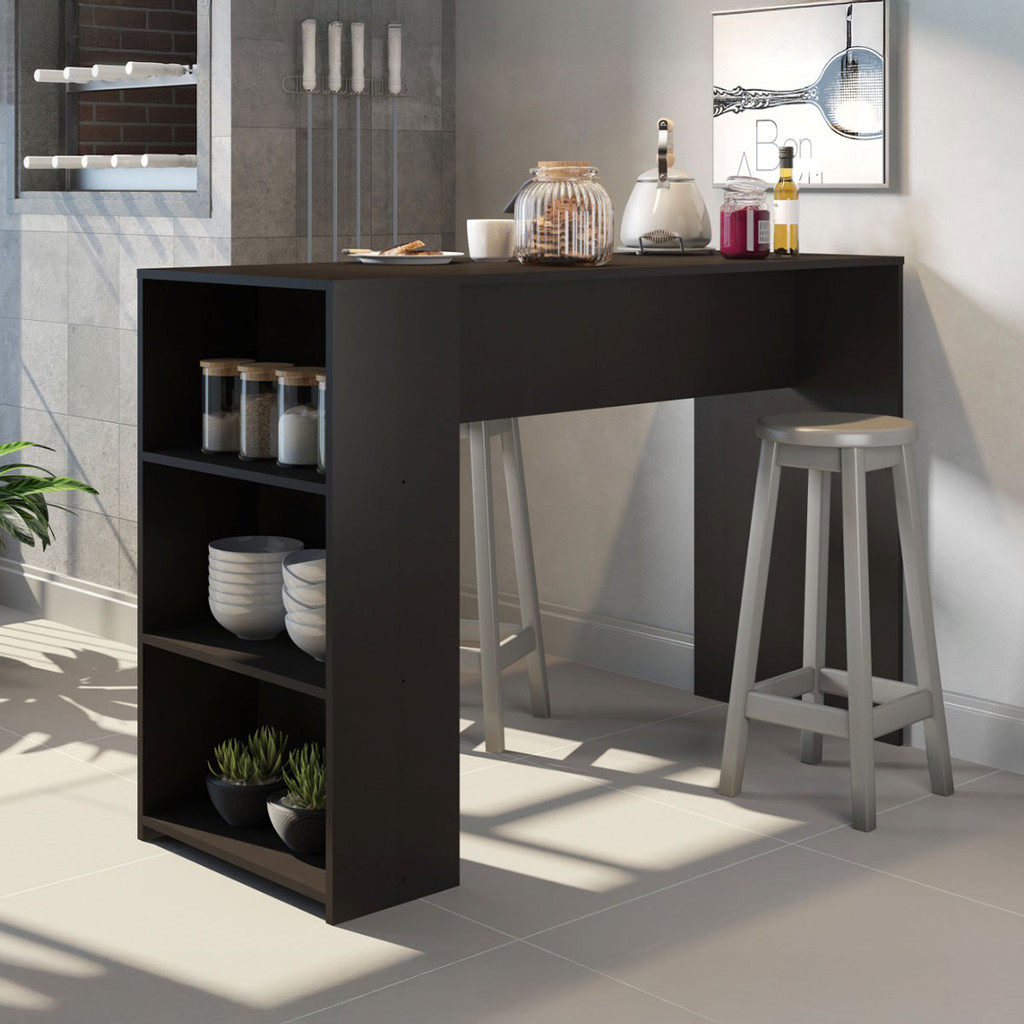 Bancada de Cozinha Ilha Gourmet 136cm MDP Preto 0565 MENU