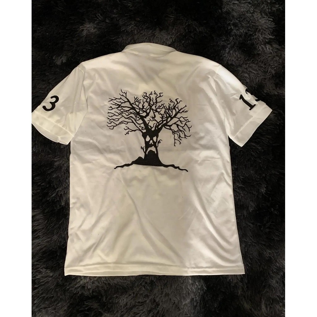 Camisa Polo De Algodão Hip Hop Y2k Casual Assombrado Mound Bordado