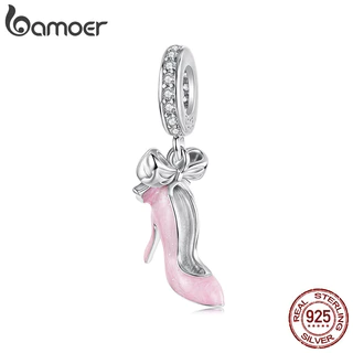 Bamoer 925 Prata Esterlina Charme Rosa Salto Alto Pingente DIY Para Pulseira Presentes Mulheres em Oferta na Shopee