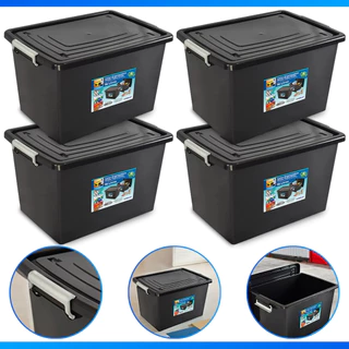 Kit 4 Caixa Decorativa com tampa e trava 56 litros grande resistente - OFERTA em Oferta na Shopee