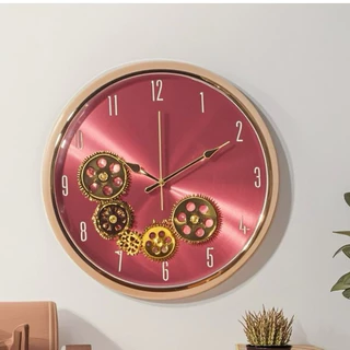 Relógio de Parede com Engrenagens Decorativas, 35 cm – Azul/Roxo/Rosa/Verde, Silencioso