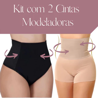 Kit com 2 Cinta Modeladora Plus Size com Calcinha e Short Bermuda Anagua Modela Cintura, Reduz Abdômen, Alta Compressão