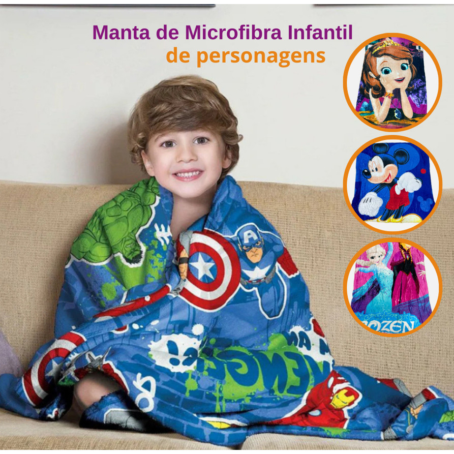 Manta Cobertor Microfibra Infantil Personagens 2,20 x 1,80M Estampadas ...