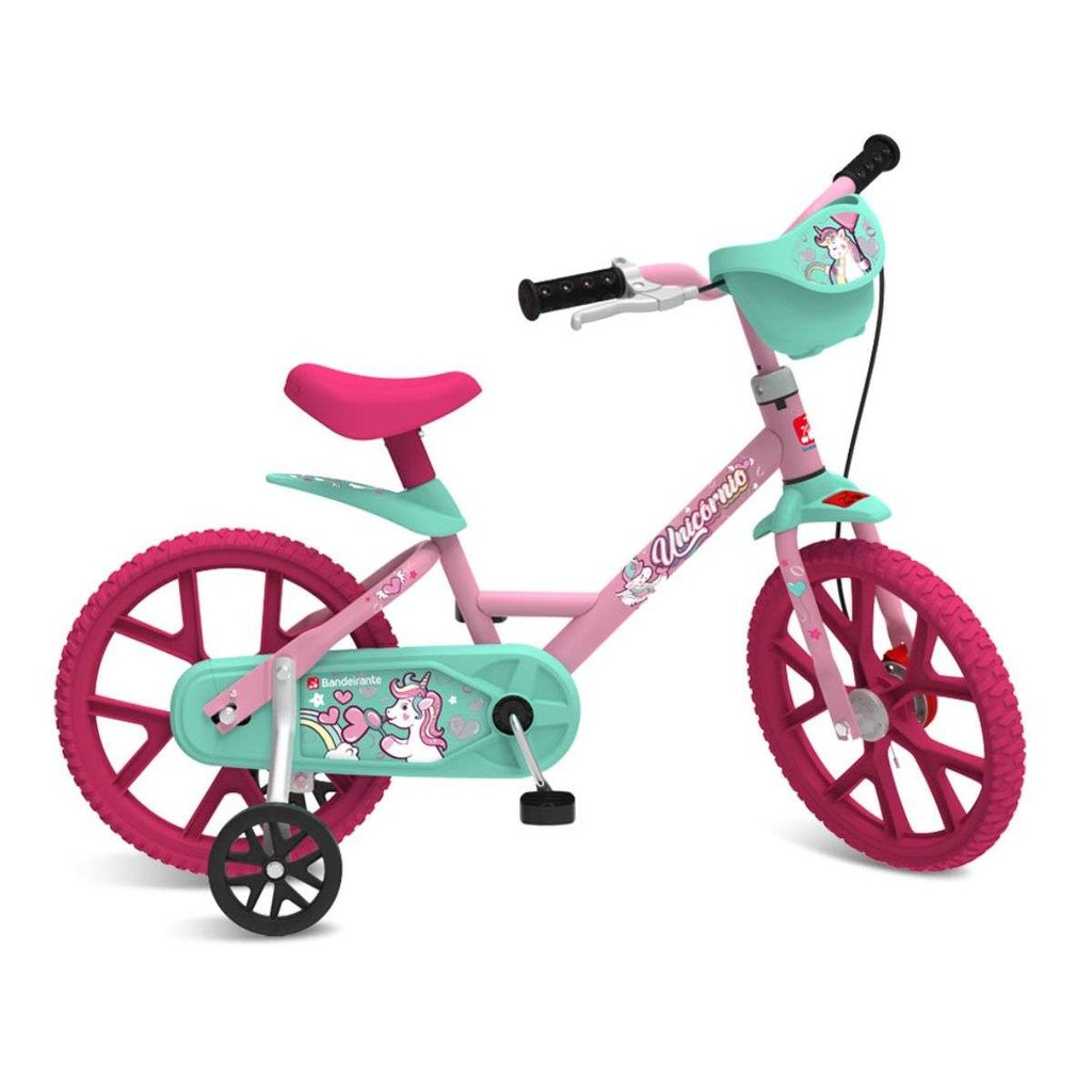 Bicicleta Infantil Unicórnio Aro 14 Bike 4 A 6 Anos Com Rodinhas ...