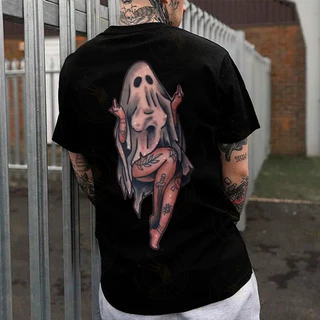 Camiseta Básica Unissex oversized Lady Ghost Estilo Vintage Algodão Streetwear novo