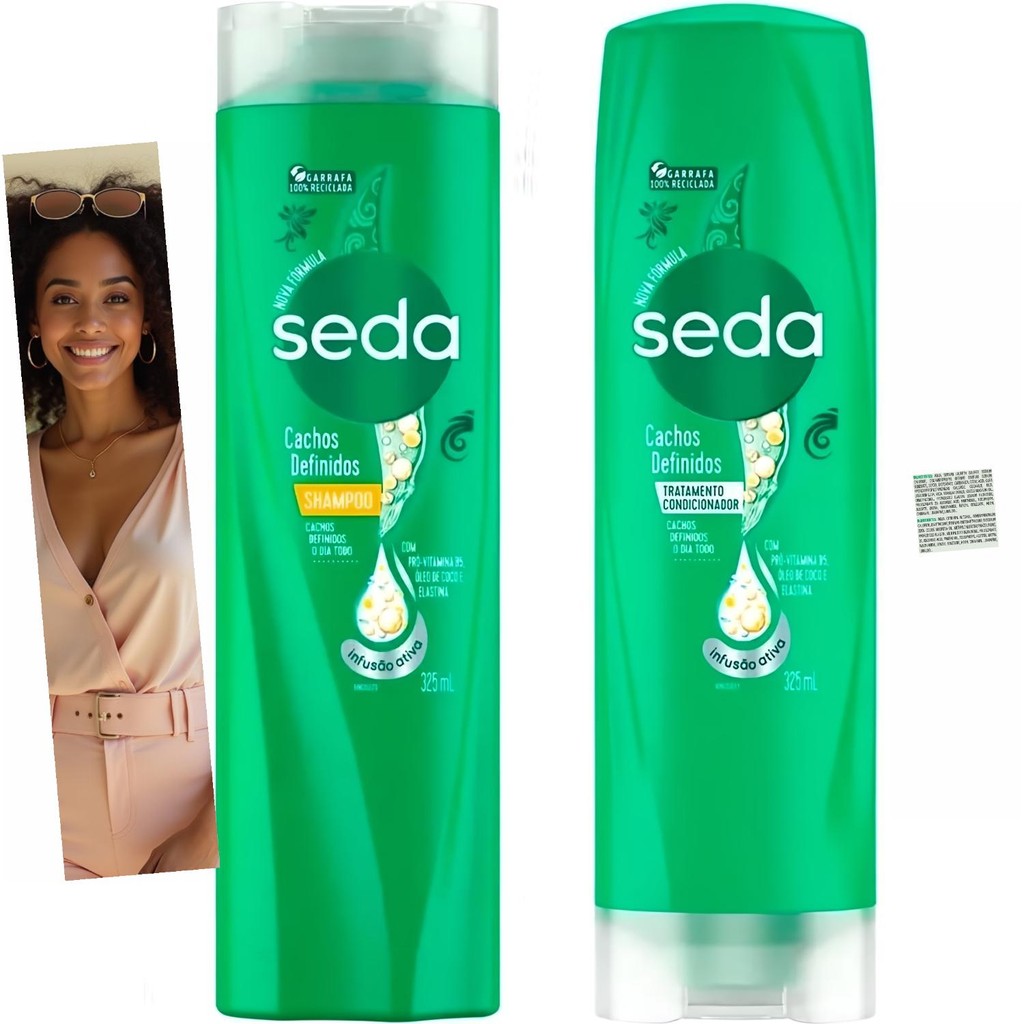 Kit Seda Cachos Definidos Shampoo 300ml Condicionador 190ml Vitamina ...