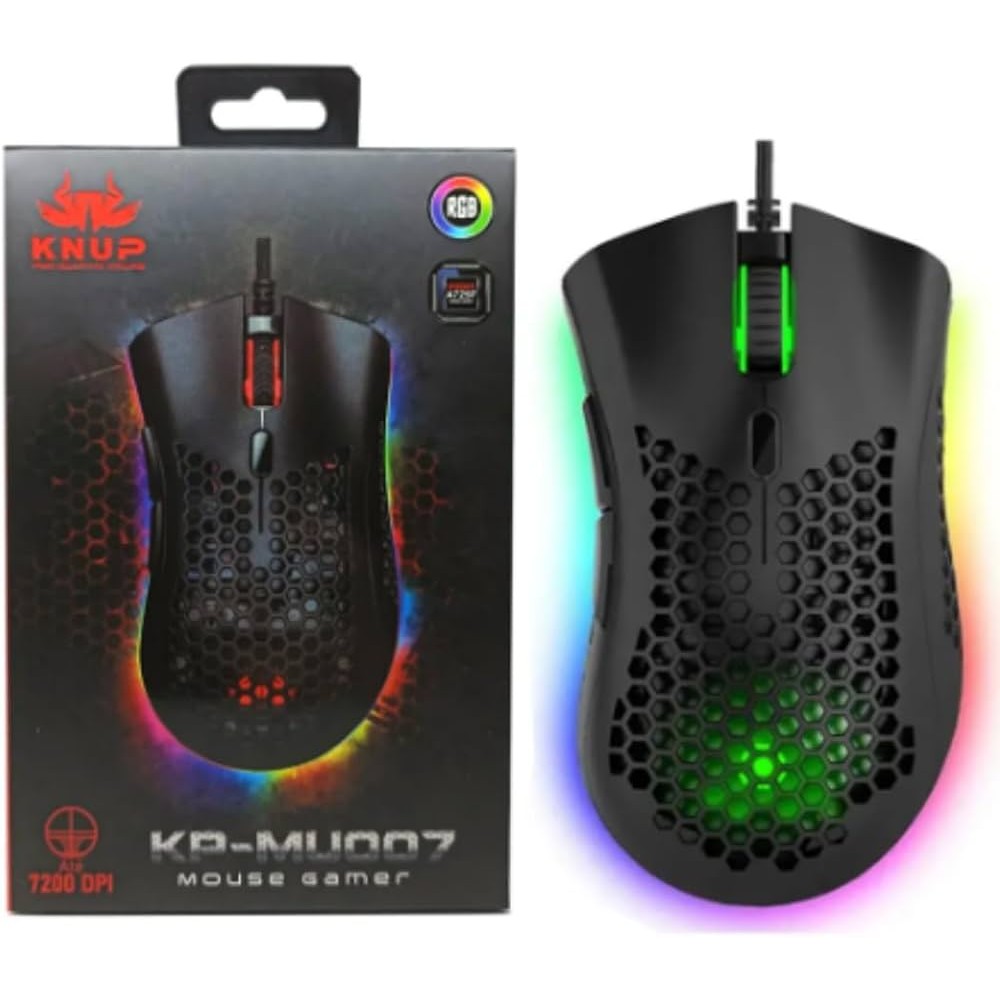 Mouse Gamer Knup KP-MU007 7200DPI RGB | Shopee Brasil