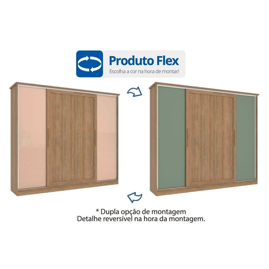Guarda Roupa 4 Portas de Correr e 4 Gavetas N565 Flex Canela