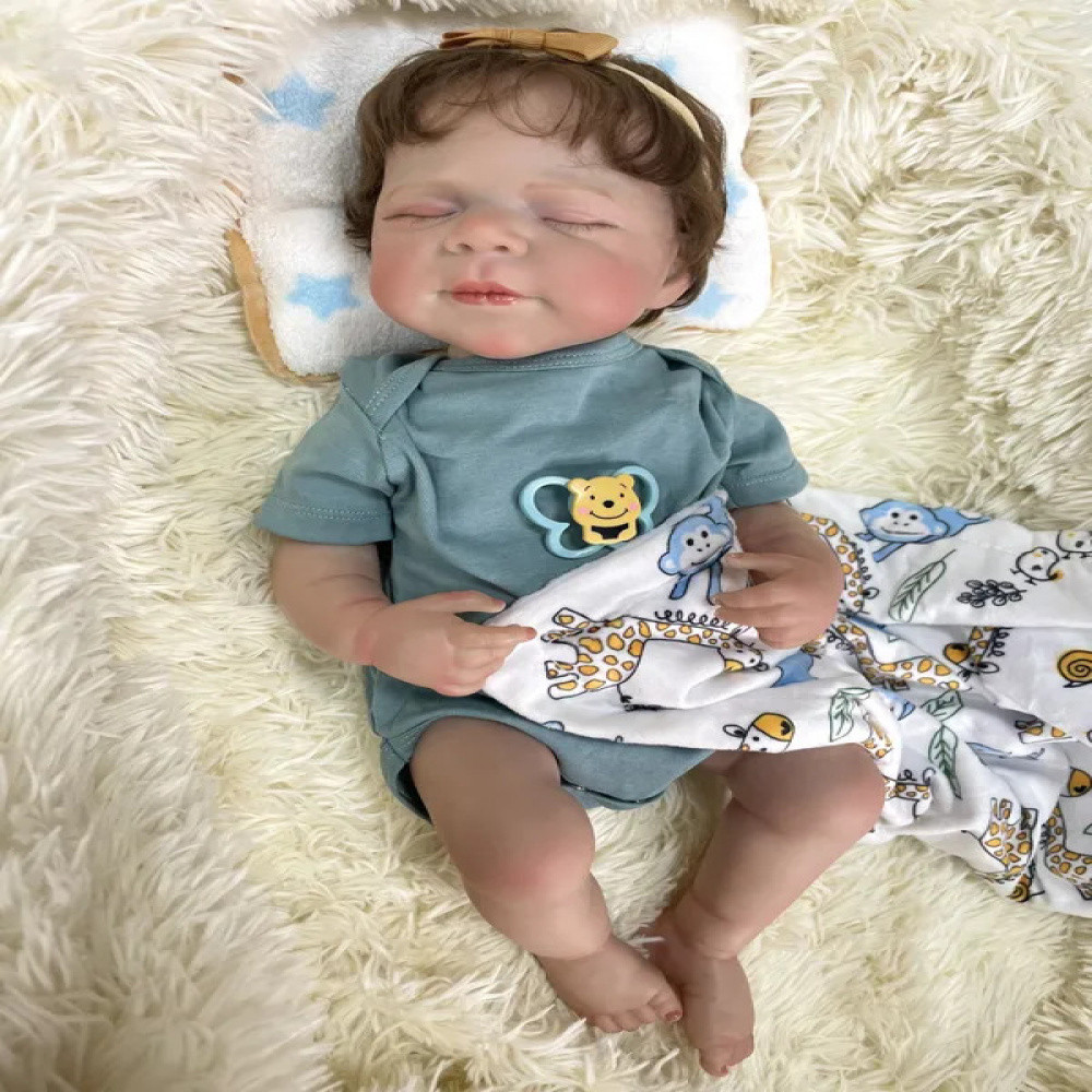 Boneca Bebê Reborn Silicone Menina original  pode tomar banho elis48cm Bebê Reborn Boneca Silicone Menina Panda Original 48cm Panda Menina Boneca