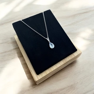 Colar Corrente Feminina Aço Inoxidável Com Pingente Gota Pedra de Zircônia