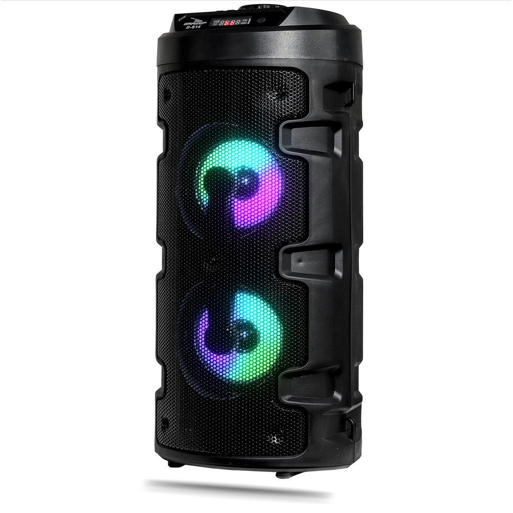 Caixa De Som Amplificada Portátil Bluetooth LED RGB Aux P2 Micro SD USB Radio FM Com Microfone Karaokê