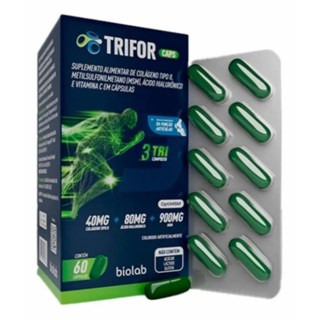 Trifor Colágeno Tipo 2 + Hialurônico + Msm - 60 Cápsulas | Shopee Brasil