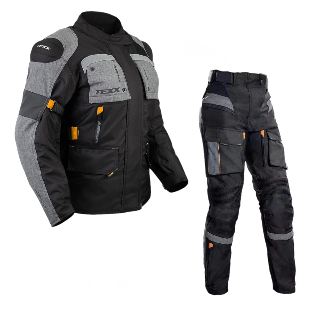 Roupa Moto Texx Armor Conjunto Feminino Preto Cinza Laranja