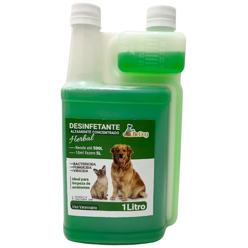 Desinfetante Super Concentrado Eliminador Herbal +15 Be Dog 1L - Rende Até 500L