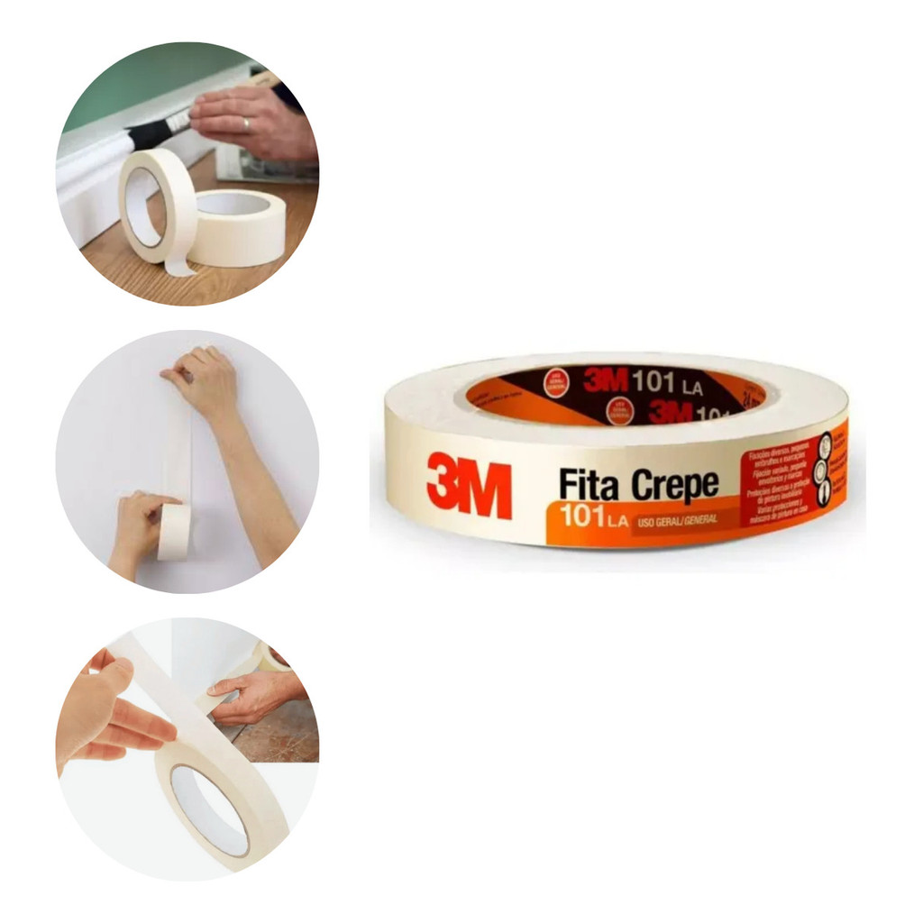 FITA CREPE 3M 101LA 18MM X 20 METROS USO GERAL BRANCA PARA PINTURA ...