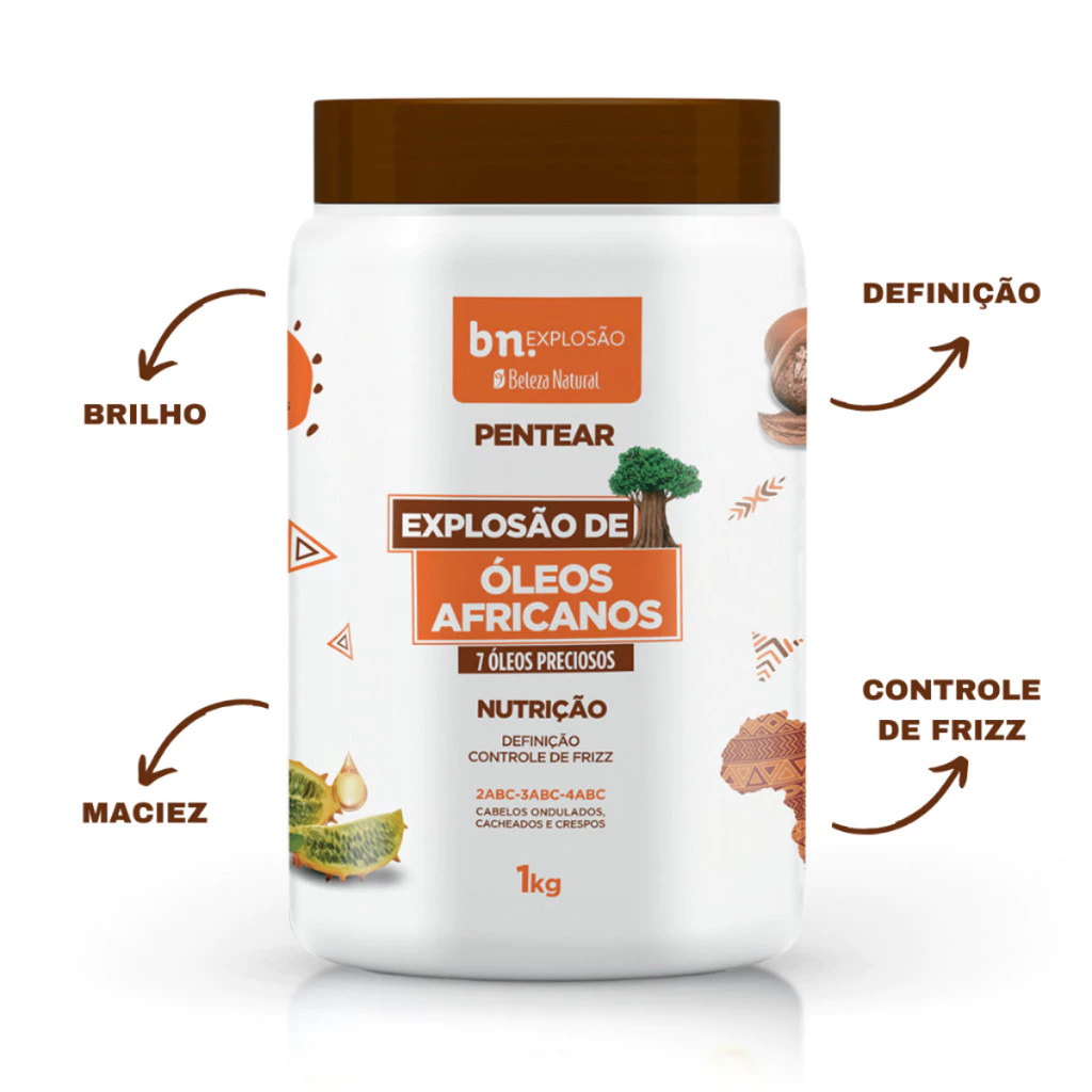 CREME BELEZA NATURAL 1KG EXPLOSAO OLEO AFRICANO 7 EM 1 CREME PARA CACHOS CABELOS CACHEADOS