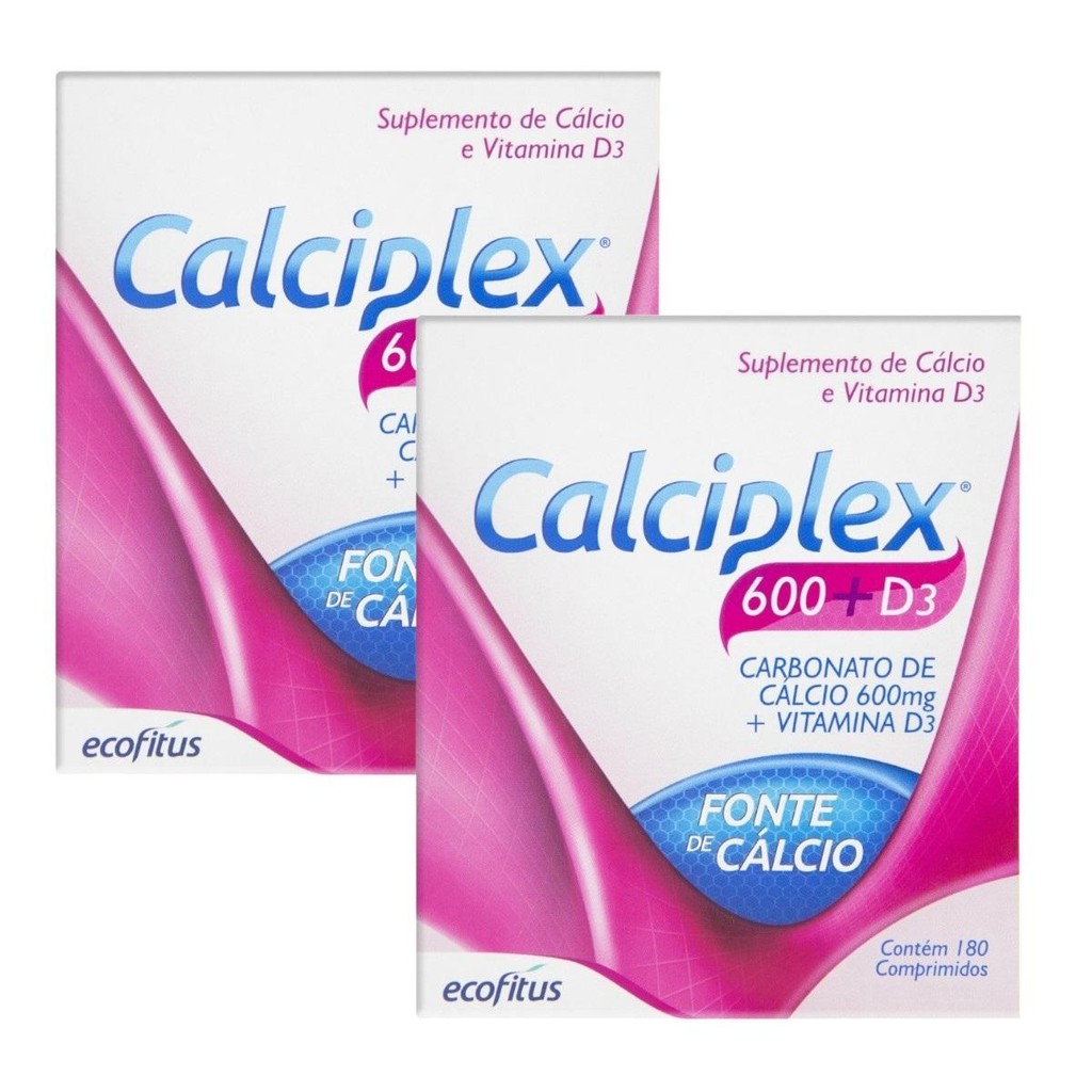 Kit Calciplex 600 + D3 Ecofitus Com 2 Caixas De 180 Comprimidos Cada ...