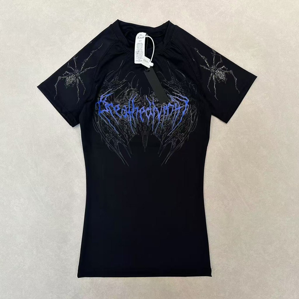 Breathedivinity Camiseta Justa Estilo Gótico Americano Elástica de