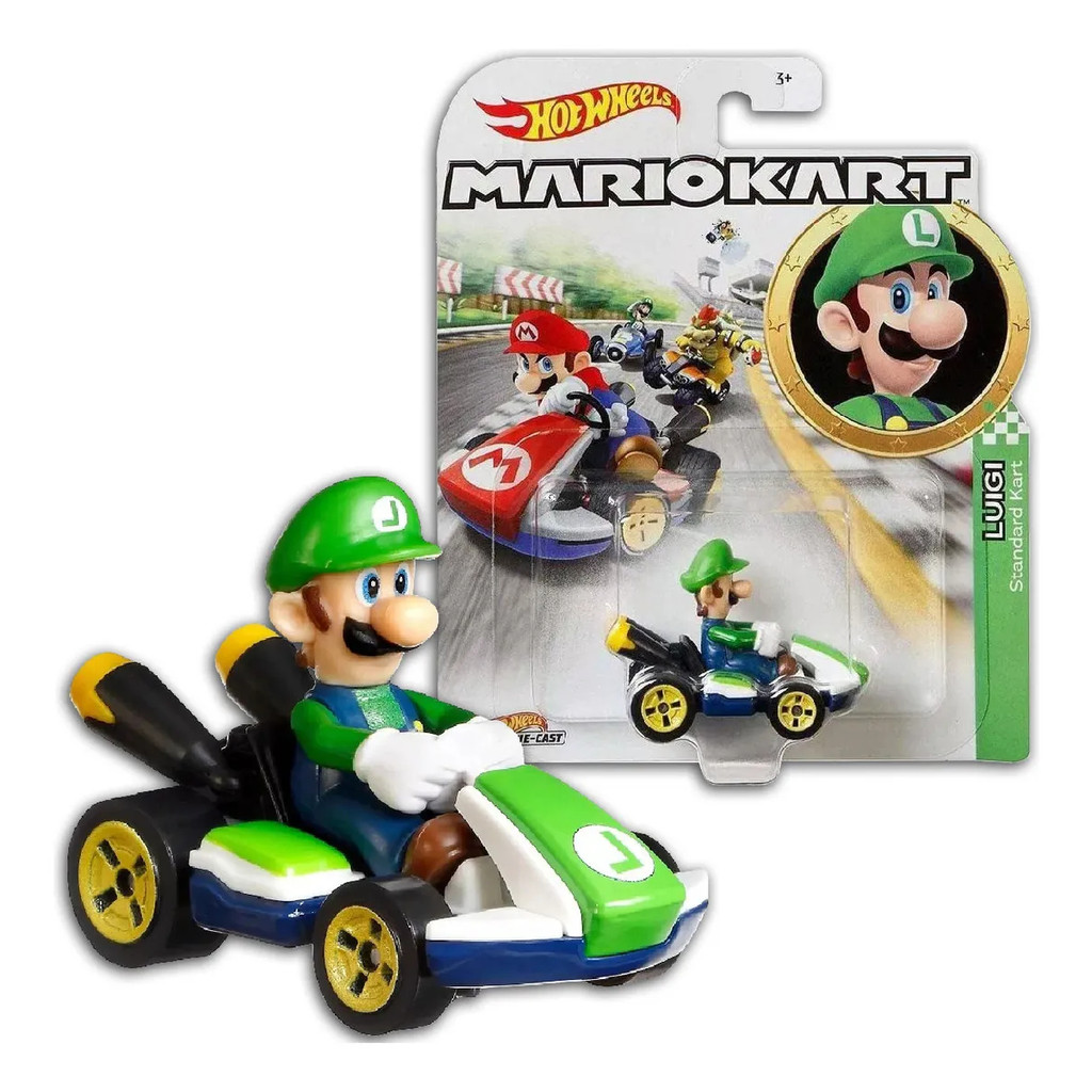 Carrinho Mario Kart Hot Wheels Luigi 1/64 - Mattel | Shopee Brasil