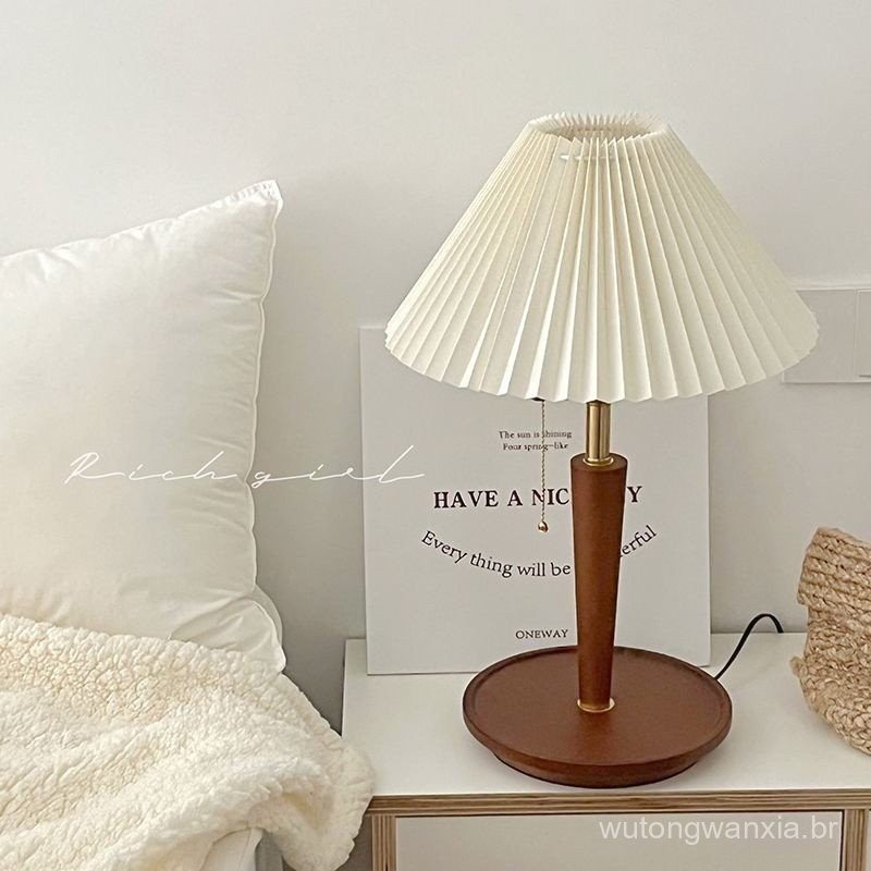 Abajur de Mesa Retro Plissado com Proteção para os Olhos, Abajur de Cabeceira para Quarto, Novo Estilo Chinês, Abajur De