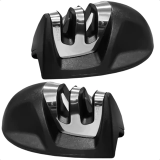 Kit 2 Afiador Amolador de Facas em Aço Inox com Base Emborrachada 2 Borda Profissional em Oferta na Shopee