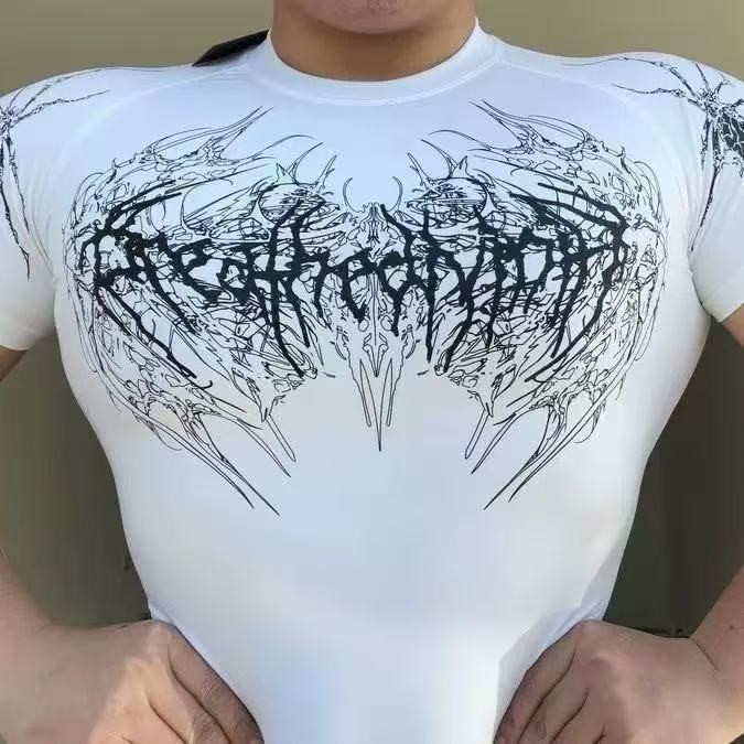 Breathedivinity Camiseta Justa Estilo Gótico Americano Elástica de